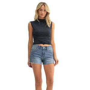 JBD by Just Black Denim Jessie High Rise Side Slit Shorts Medium Wash NWT